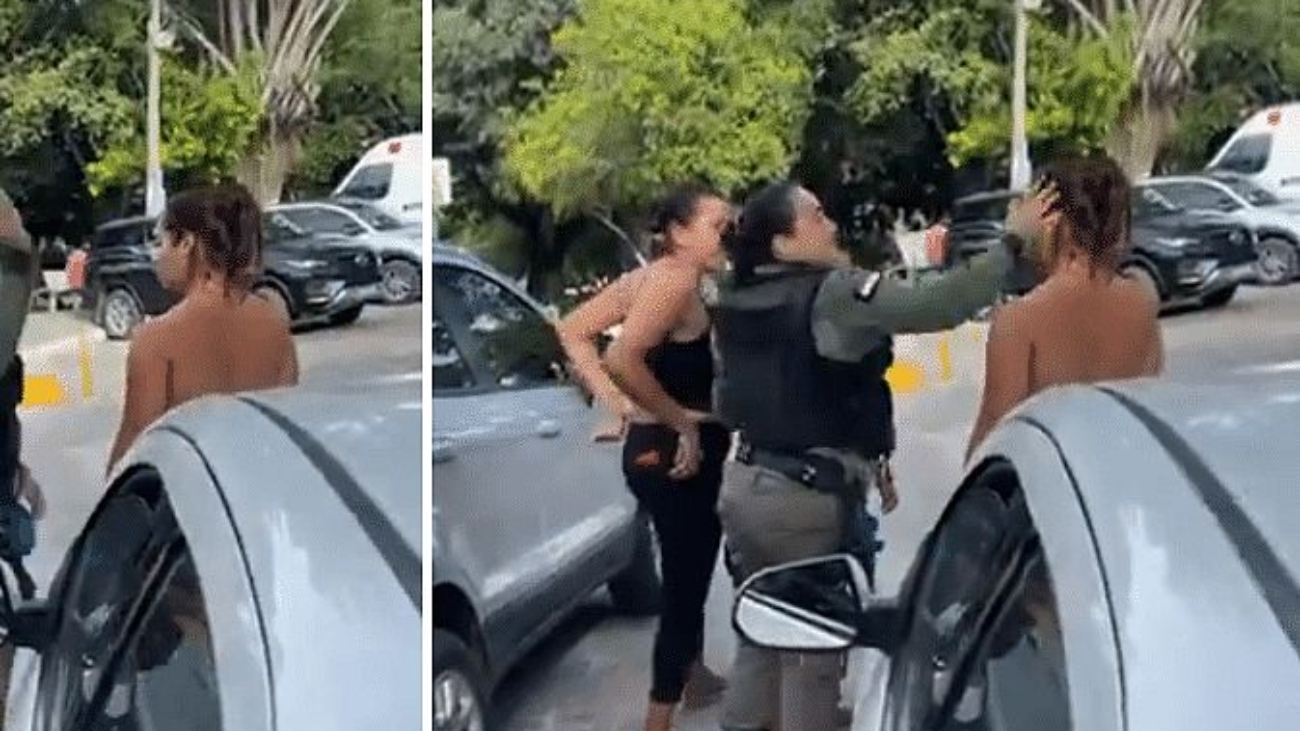 Policial dá tapa em mulher