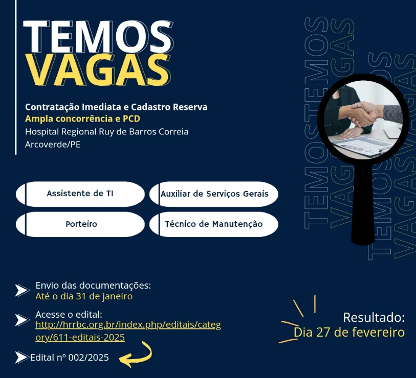 Vagas no Hospital Regional de Arcoverde