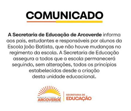 Secretaria de Educação esclarece dúvidas