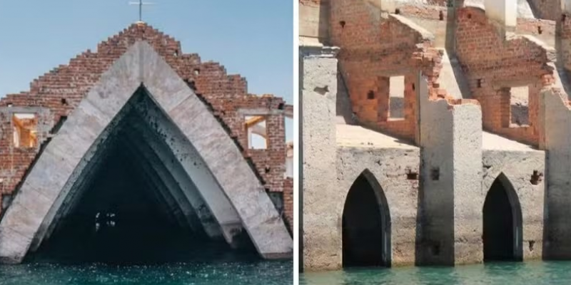 Acesso às ruínas da igreja submersa