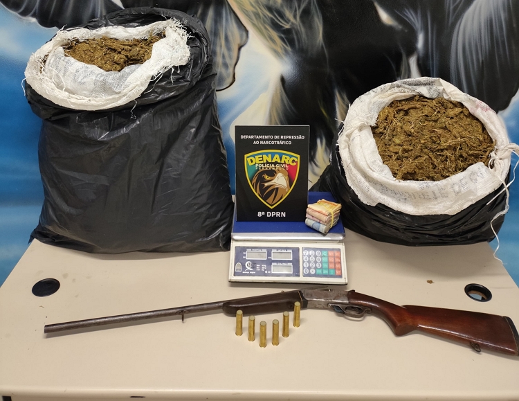 DENARC apreensão de maconha e arma